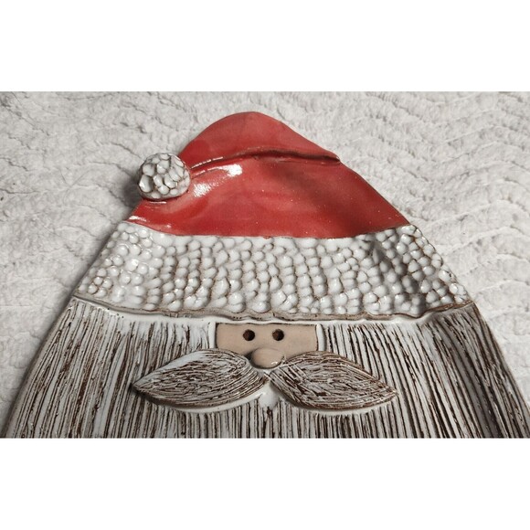 Adorable MudWorks Christmas Holiday Santa Ceramic Pottery Dessert Tray/Plate EuC - Picture 5 of 8